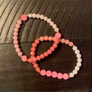 {Handmade} Pink Ombre Beaded Bracelet Set